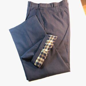 Navy Vintage Haband's Men's 32x32 Fit Forever Flannel Lined Pleated Trousers